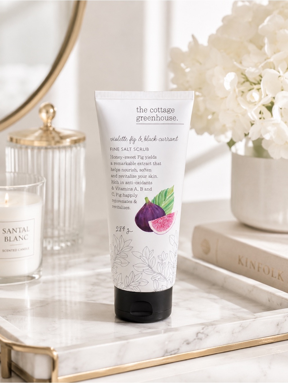 Margot Elena Cottage Greenhouse Fig Black Currant Salt Scrub Luxe Spa NWT